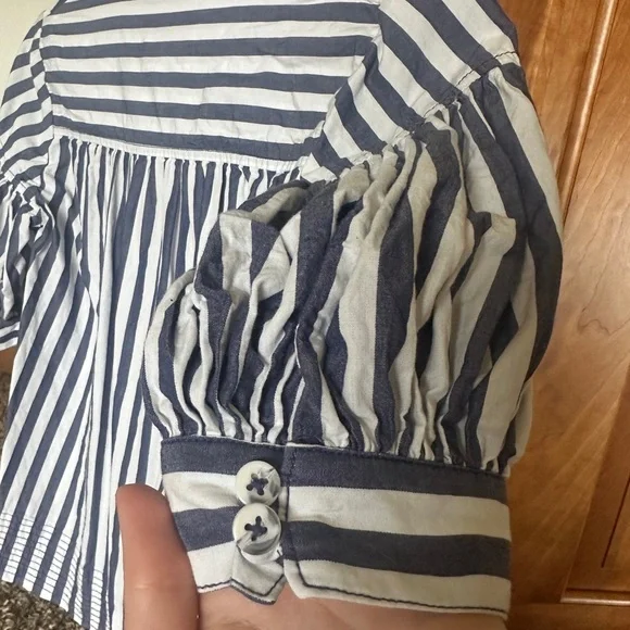 Anthropologie Navy and White Striped Blouse - Picture 4 of 5